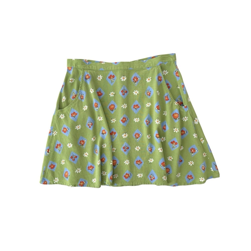 Vintage Y2K County Seat Mini Skirt Women's Small Cottage Daisy Floral A Line